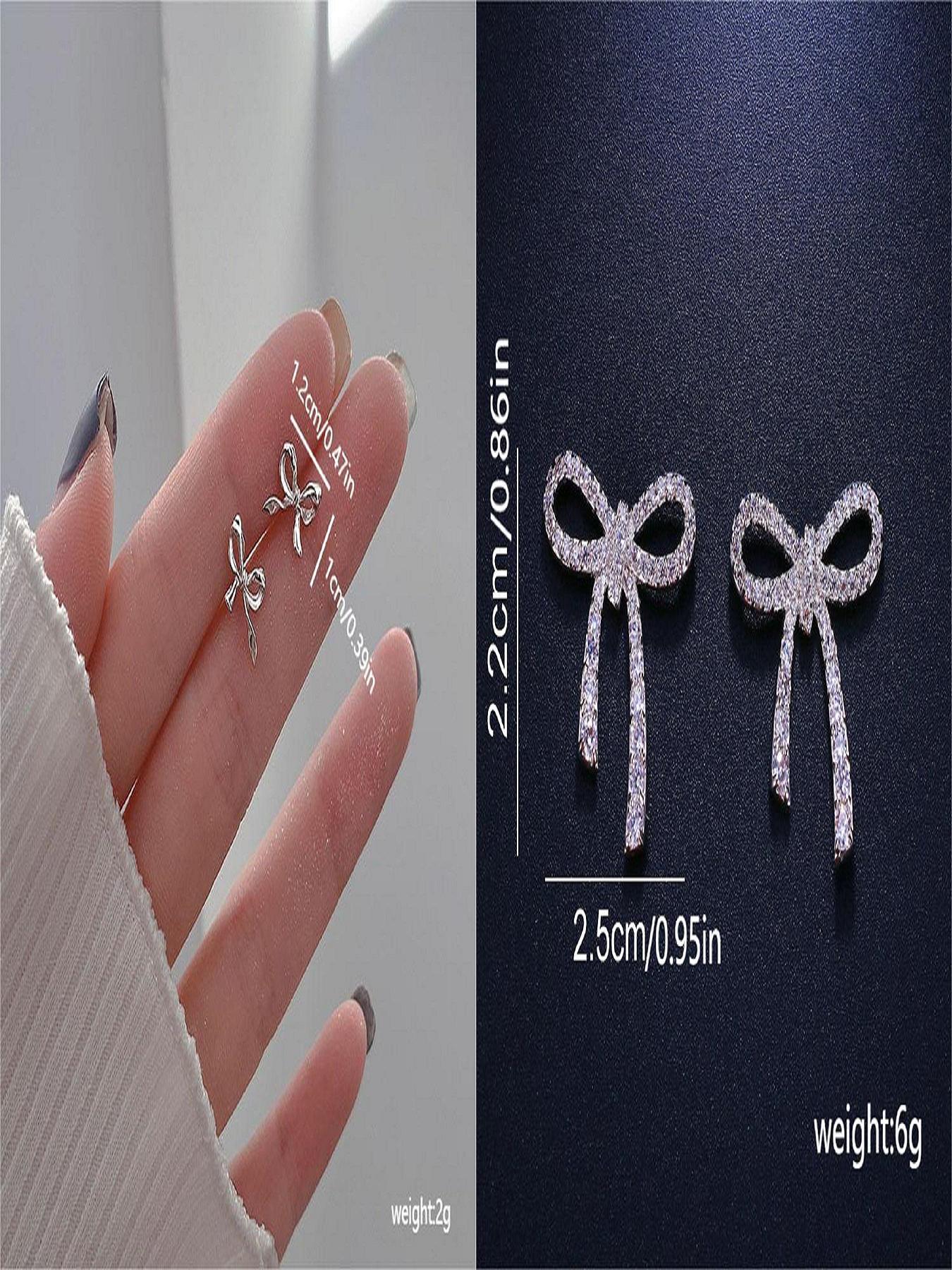 S925 Sterling Silver Bowknot Design Stud Earrings, Elegant Jewelry for Women, Trendy All-match & Exquisite Jewelry for Birthday Gift, Versatile High Quality Earrings