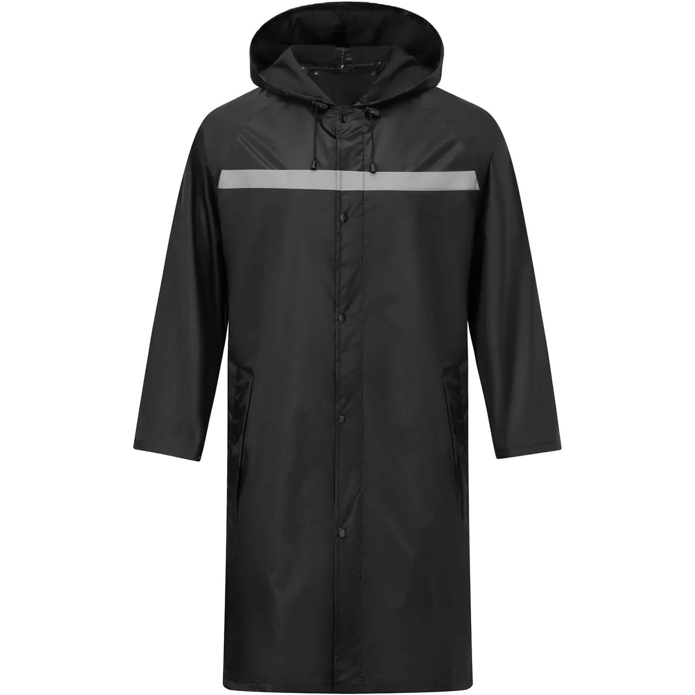 Mens Long Safety Rain Coats with Air Vents Reflective Stripes Waterproof Packable Rain Jacket with Hood Lightweight