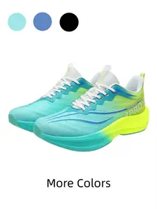 Multi Colors Unisex Gradient Carbon Plate Running Shoes Long Distance Training Mesh Carbon Breathable Light Cushion