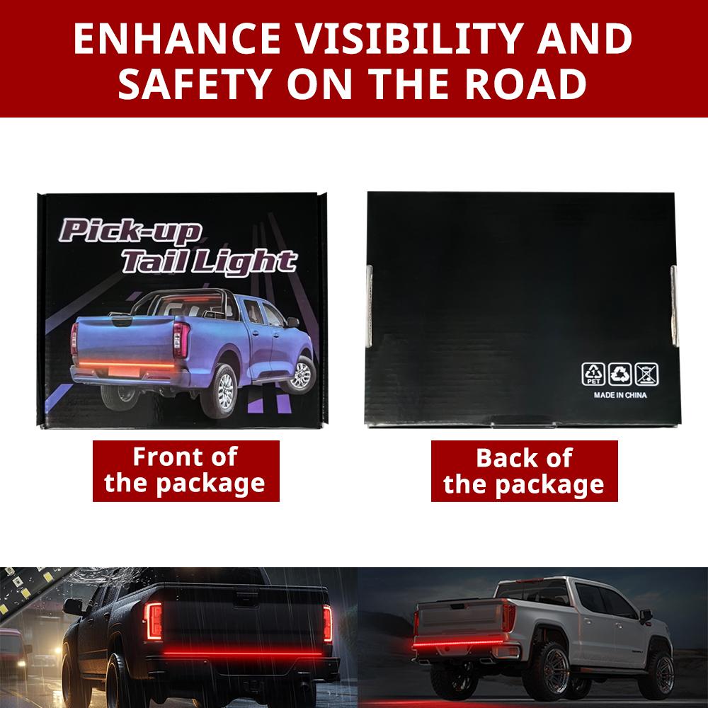 48 Inch 3 Row LED Light Strip, Truck Tailgate Light Strip with Red Running Brake Lights, White Reverse Light, Amber Turning Signals Strobe Interior Lights, Tailgate Light Bar, Led For Car, Led Car Lights