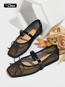 women's fashionable solid color hollow out design mary jane shoes, casual comfortable breathable black flat shoes for summer, lightweight comfortable shoes for daily wear, girl, footwear