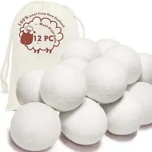 Wool Dryer Balls Natural Fabric Softener, Reusable, Reduces Clothing Wrinkles The Large Dryer Ball Plastic Balls and Liquid Softener for Laundry