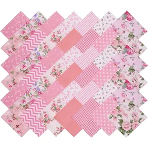 Nodsaw Pink Charm Packs for Quilting 5 inch - 5x5 Charm Squares Precut Quilting Fabric - 100% Cotton Fabric Squares for Sewing DIY Patchwork (42Pcs)