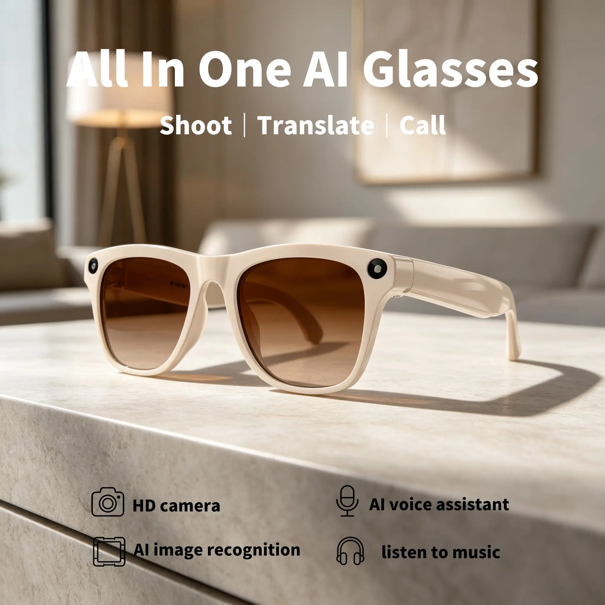 Wireless Bluetooth-compatible Smart Glasses, HD Camera, Wearable Smart Glasses, Wireless Calling, Open Ear Canal Audio, Durable Lightweight Outdoor Glasses