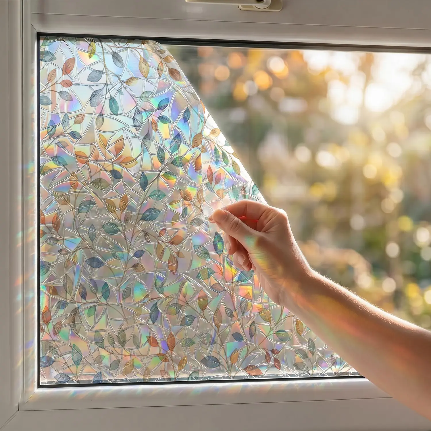 Crescent Colorful Glass Sticker, Static Window Film, Privacy Door Film, Strong Adhesion, for Bathroom/kitchen/balcony