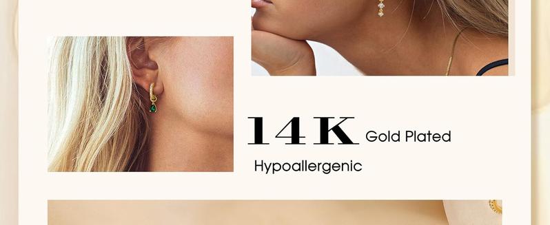 Small Gold Plated Hoop Earrings for Women with Charm - Hypoallergenic Cartilage Earring Sets for Multiple Piercing Sensitive Ears Silver Hoops Huggie Stud Earring Stacks Helix Conch Jewelry