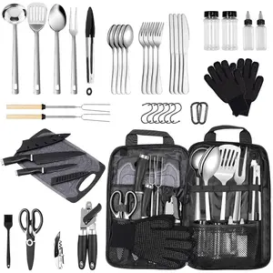 Camping Kitchen Utensil Set Outdoor Cooking Set Accessories Camping Cookware Kit  Travel, RVs, BBQs Stainless Steel Portable Camping Essentials Cooking Knife Set