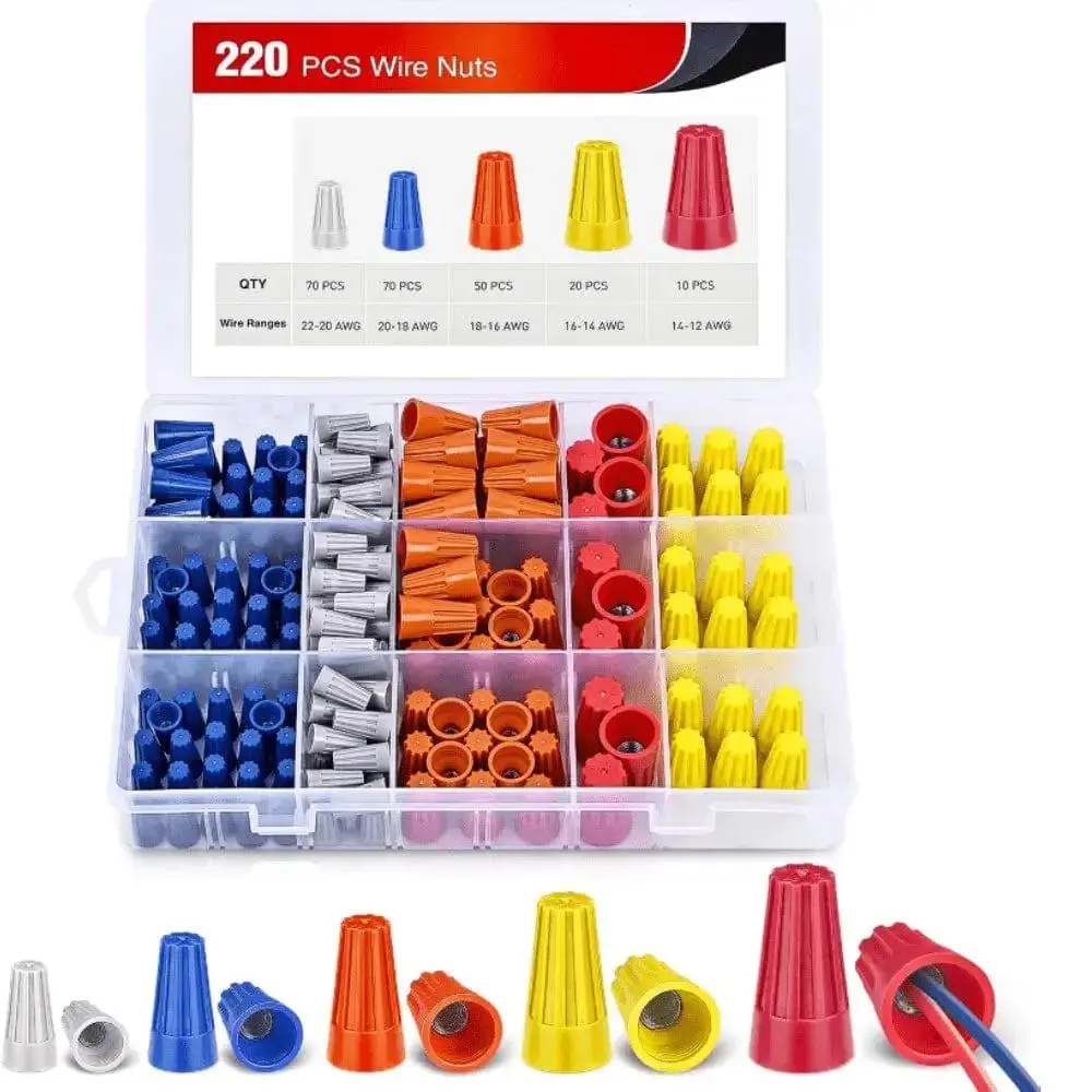 Nilight 220Pcs Durable Reliable Wire Nuts Kit - 22-12 AWG Wire Connectors for Outdoor, Automotive & Motorcycle LED Headlight Bulbs, Father's Day Gift Option, Durable Reliable Connectors