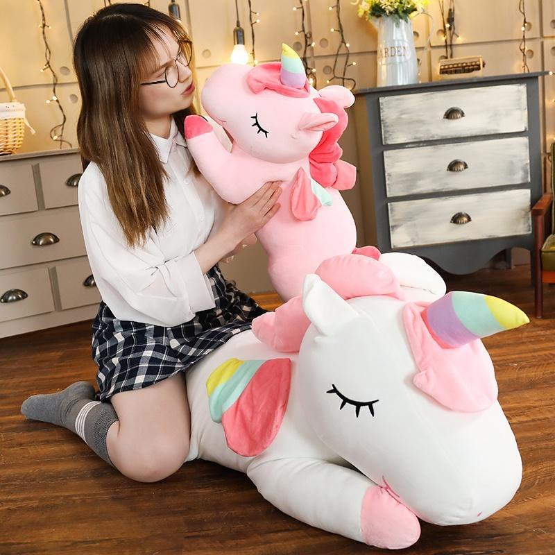 Cute Unicorn Design Plush Toy, 26 Inch Giant Unicorn Pillow, Soft Adorable Stuffed Big Unicorn with Rainbow Wings Large Plush Toy, Gifts for Girlfriend