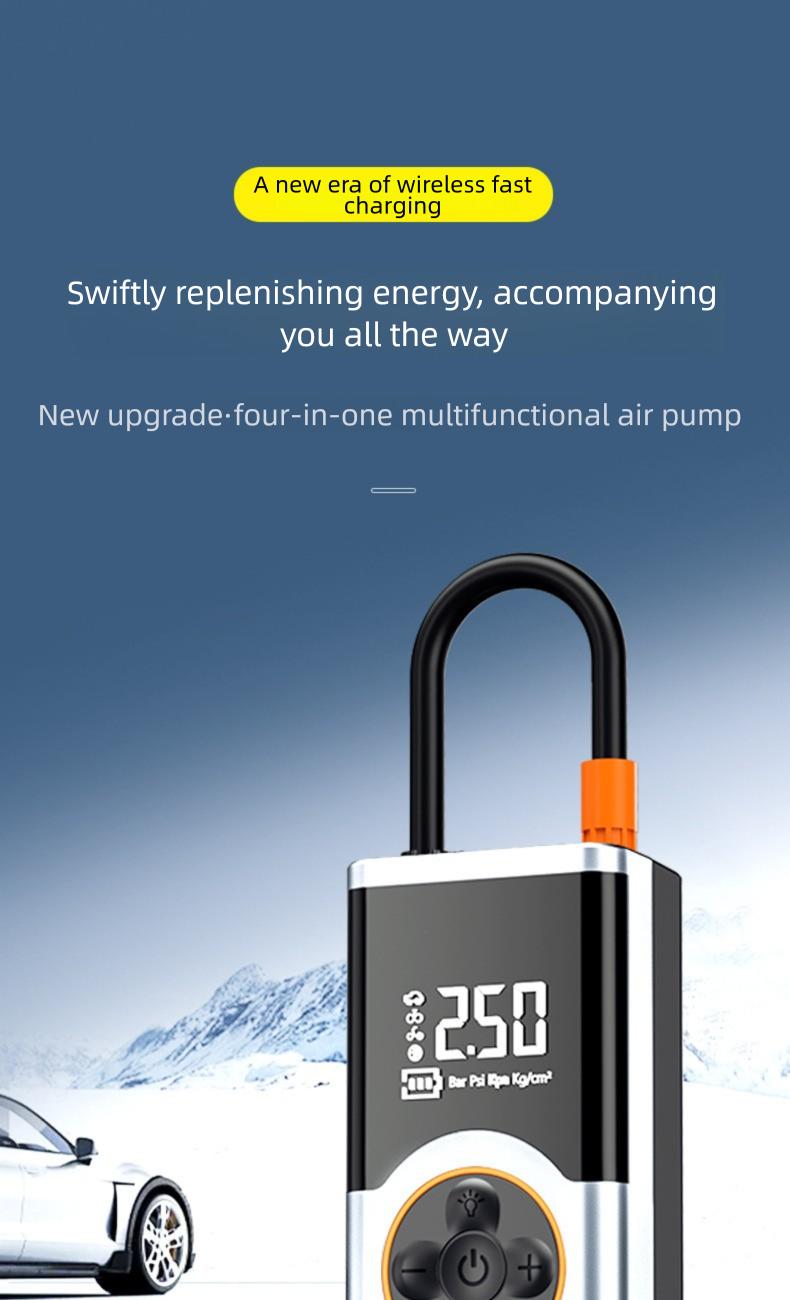 Wireless Portable Smart Electric Tire Inflator, Rechargeable Air Compressor Pump for Car, Off-Road Vehicle, Bicycle and Motorcycle