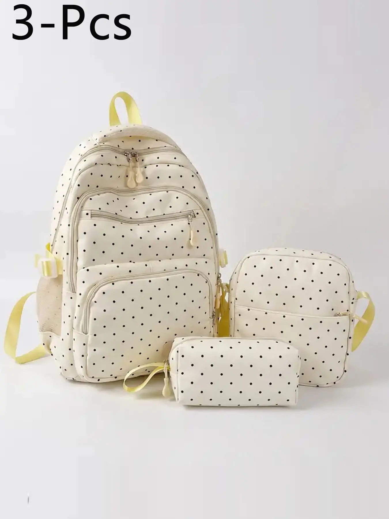 3Pcs Polka Dot Matching Backpack Set, Cute Dotted School Backpack with Crossbody Bag and Pencil Case, Large Capacity Daypack for Girls, Autumn Winter Daily Travel Bag, Christmas Thanksgiving Gift