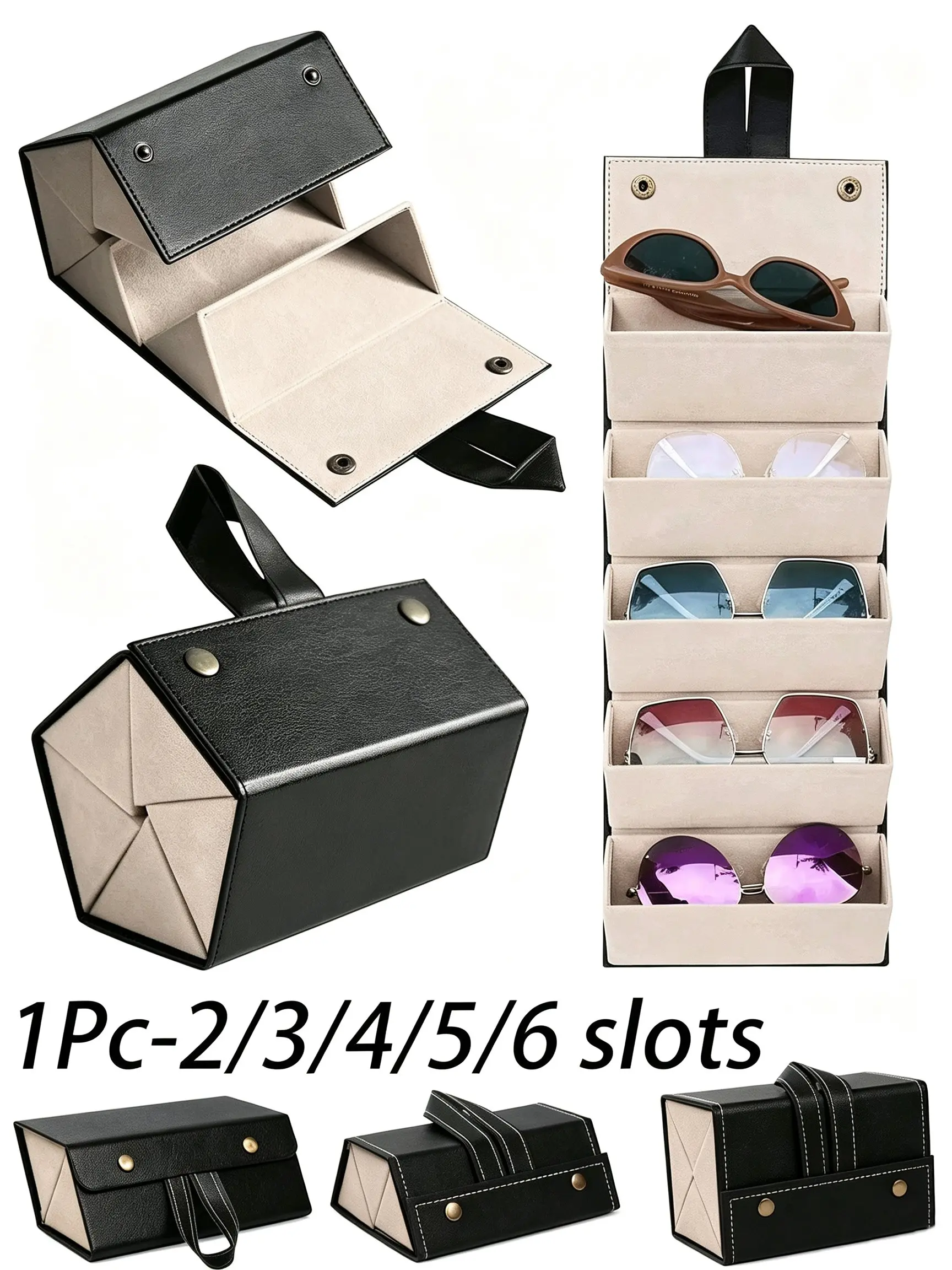 Foldable Hanging Travel Eyeglass Case, Portable Fashion Glasses Storage Box, Holds Multiple Pairs, Eyeglass Holder, Eyewear Organizer, Organizer Case