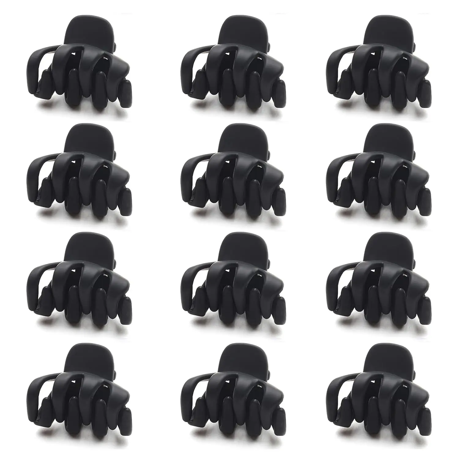 12 Pack Small Hair Claw Clips 1.2 Inch Matte Hair Clips for Thin Thick Hair | Plastic No-Slip Mini Hair Clip Hair Styling Accessories for Women and Girl, Matte Black