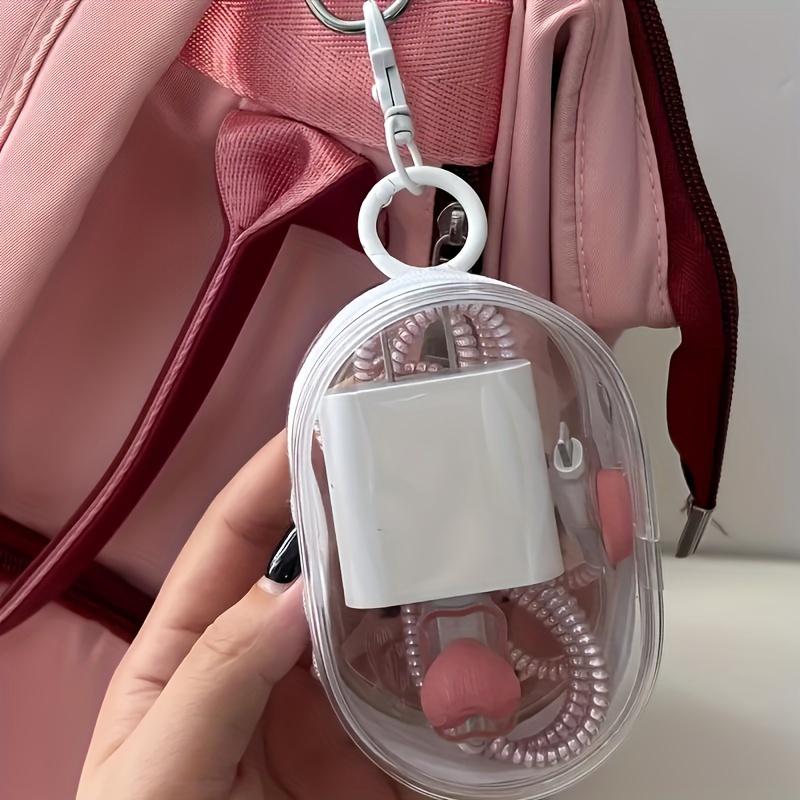 Keychain data cable sorting box-transparent portable storage box is suitable for small items of earphone data cable-daily use in travel.