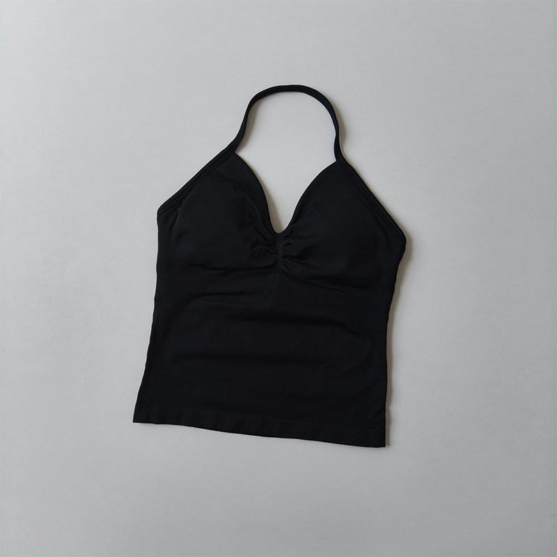 Longline Strappy Seamless Yoga Tank Top Ruched Backless Gym Workout Sleeveless Shirts with Built-In Bra Vest for Women