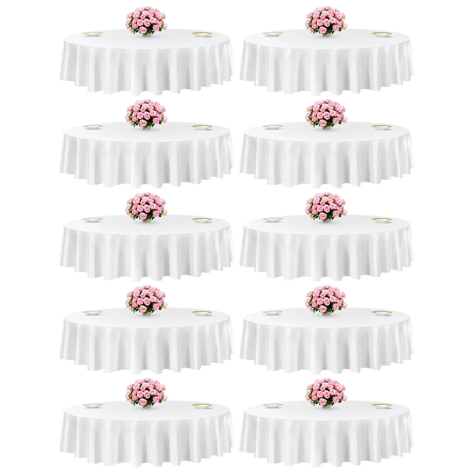 【toolupgrade】VEVOR White Round Tablecloths 10 Pack, 90 Inches in Diameter, Stain- Wrinkle- Resistant, Machine Washable Table Clothes, Polyester Fabric Table Covers for Wedding, Party, Banquet, Formal Events