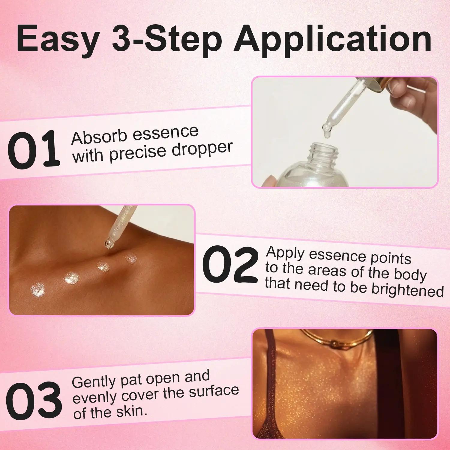 Liquid Body Shimmer Highlighter, Long-Lasting Illuminator Drops for Face & Body, Festival Party Makeup