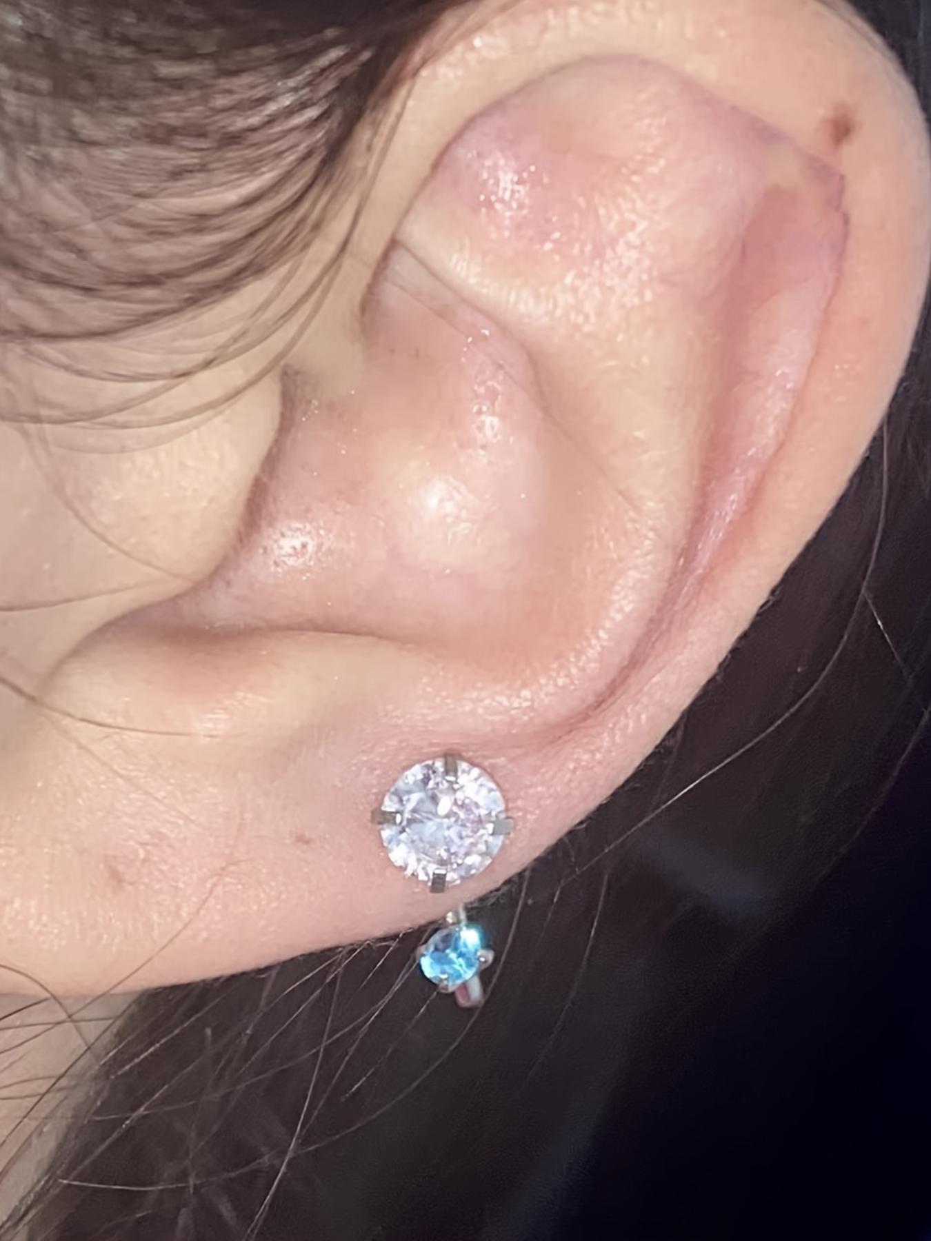 Stylish Horseshoe Earrings 18 Gauge Nose Ring, 6mm/3mm CZ Internal Thread Jewelry, Stainless Steel Hypoallergenic Cartilage Earrings Helix Piercing Septum Lip Ring Multipurpose