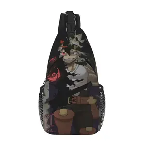 Black Clover Chest Bag Large Capacity Lightweight Sling Bag for Daily Commute Outdoor Camping Business Travel, Cartoon Casual Black Clover Merch Shoulder Backpack for Tablet, Gift for Men Women Kids