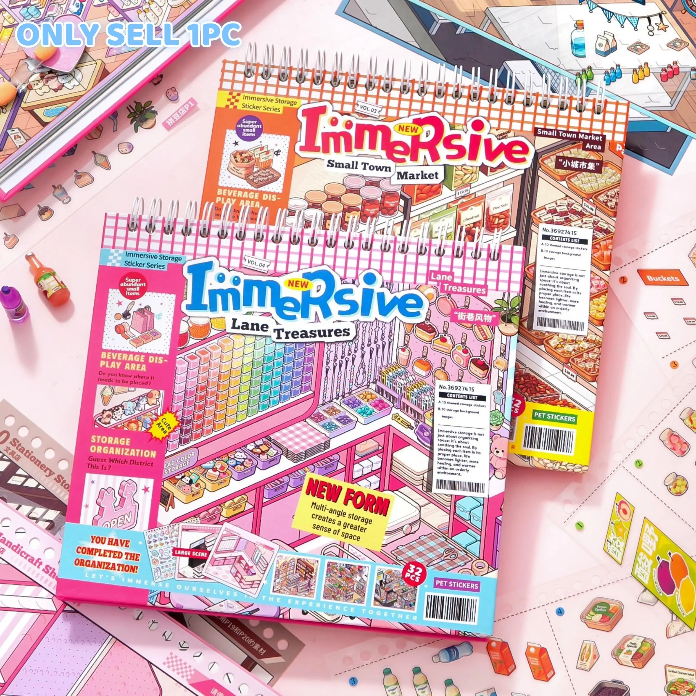 Immersive 3.0 & 4.0 Mini Scenes New DIY Sticker Book Set, featuring 10 scene cards, 20 PET stickers, DIY Art Stickers, and 1 coloring page. Perfect craft materials for beginners to create a handmade journal, helping you relax and unwind.