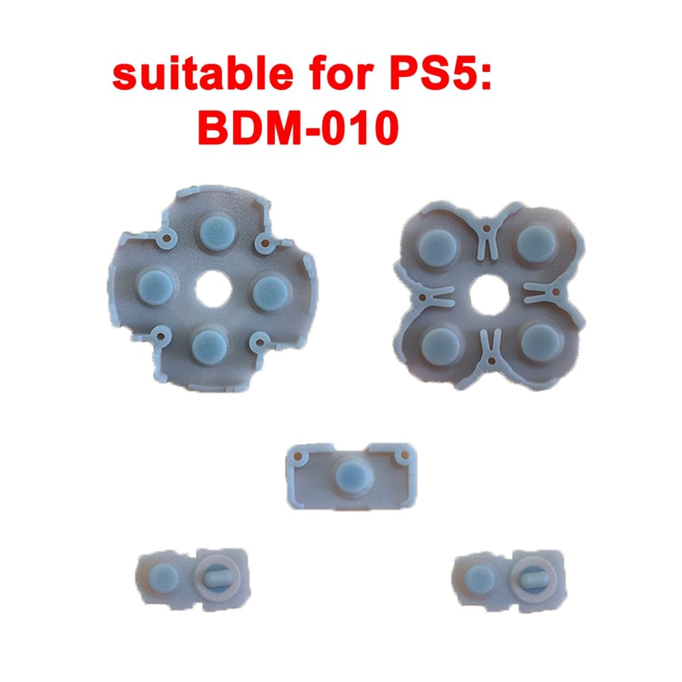 1 Set  Conductive Rubber Pads Replacement for  5 PS5 Controller Parts for BDM-010 DualSense 5 L1 R1 L2 R2 Adhesive Button Changing Keypad Repair Replacement Part Tool Kit(1.0)
