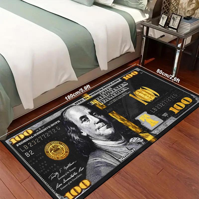 100 Dollar Pattern Carpet, 1 Count Non-slip Soft Floor Mat, Modern Abstract Rug, Rectangle Home for Living Room Bedroom