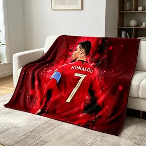 Football Star Inspired CR7 Style Flannel Blanket Soft Funny Throw Blanket Lightweight Cozy Warm Plush Blanket for Living Room Bedroom Bed Sofa Picnic Kids Adults Men Women Family Sports Fan Gift Birthday Christmas Viral TikTok Blanket