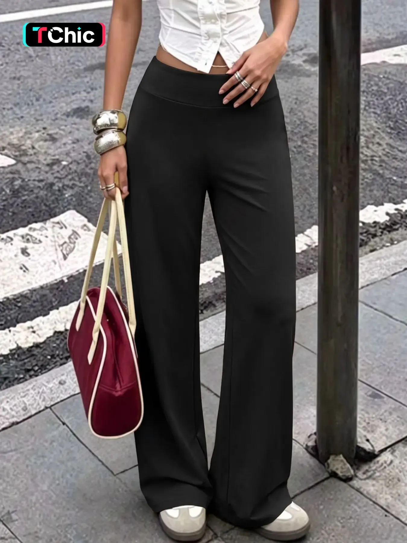 Vintage Street Style High-Waisted Pants, Tummy Control Butt Lift, Elastic Waist, Perfect for Pilates, Classic Fit, Women's Casual Sportswear