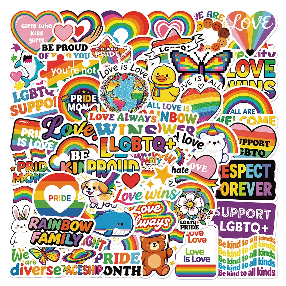 50pcs Pride Month Office Stickers, Notebook Stickers, Sticker Decals, High-Value, Positive Energy Gifts for Decorating Journals, Scrapbooks, Computers, Water Bottles, Cars, Etc.