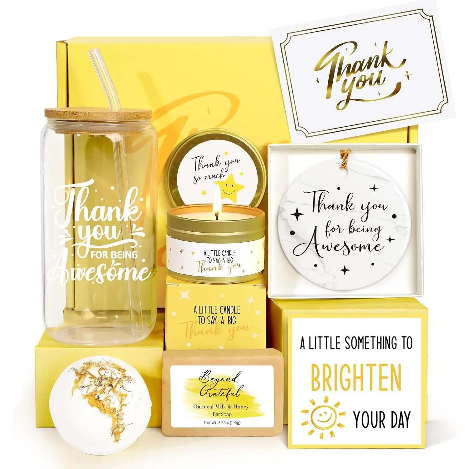 Thank You Gifts for Women, Employee Appreciation  Basket for Coworker Teacher , Thank You for Being Awesome Gifts Set, 7 count