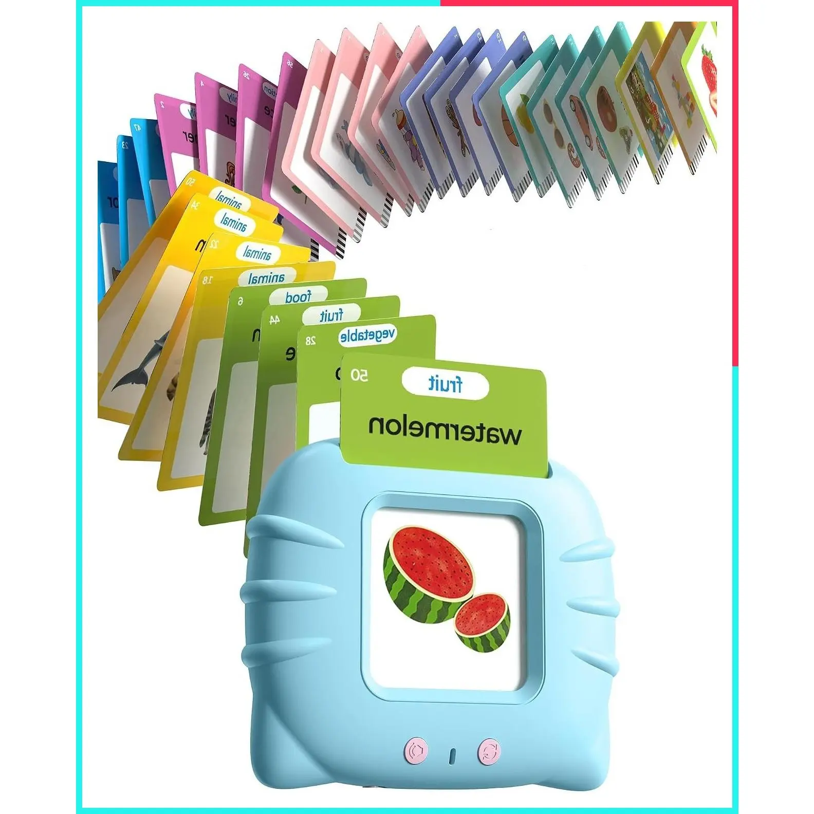 Talking Flash Cards for Toddlers Ages 1-4, 510 Words English Blue | Montessori Language Learning Toys with 31 Themes, Sensory Toys, Pocket Speech Therapy Device for Children