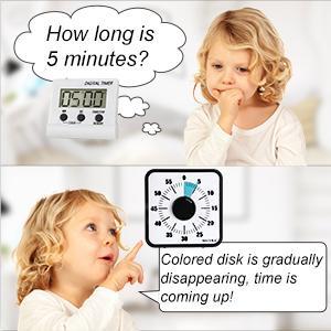 60-Minute Visual Countdown Timer, 7.5-Inch Oversize Classroom Visual Timer for Kids and Adults, Durable Mechanical Kitchen Timer Clock with Magnetic Backing (Blue)