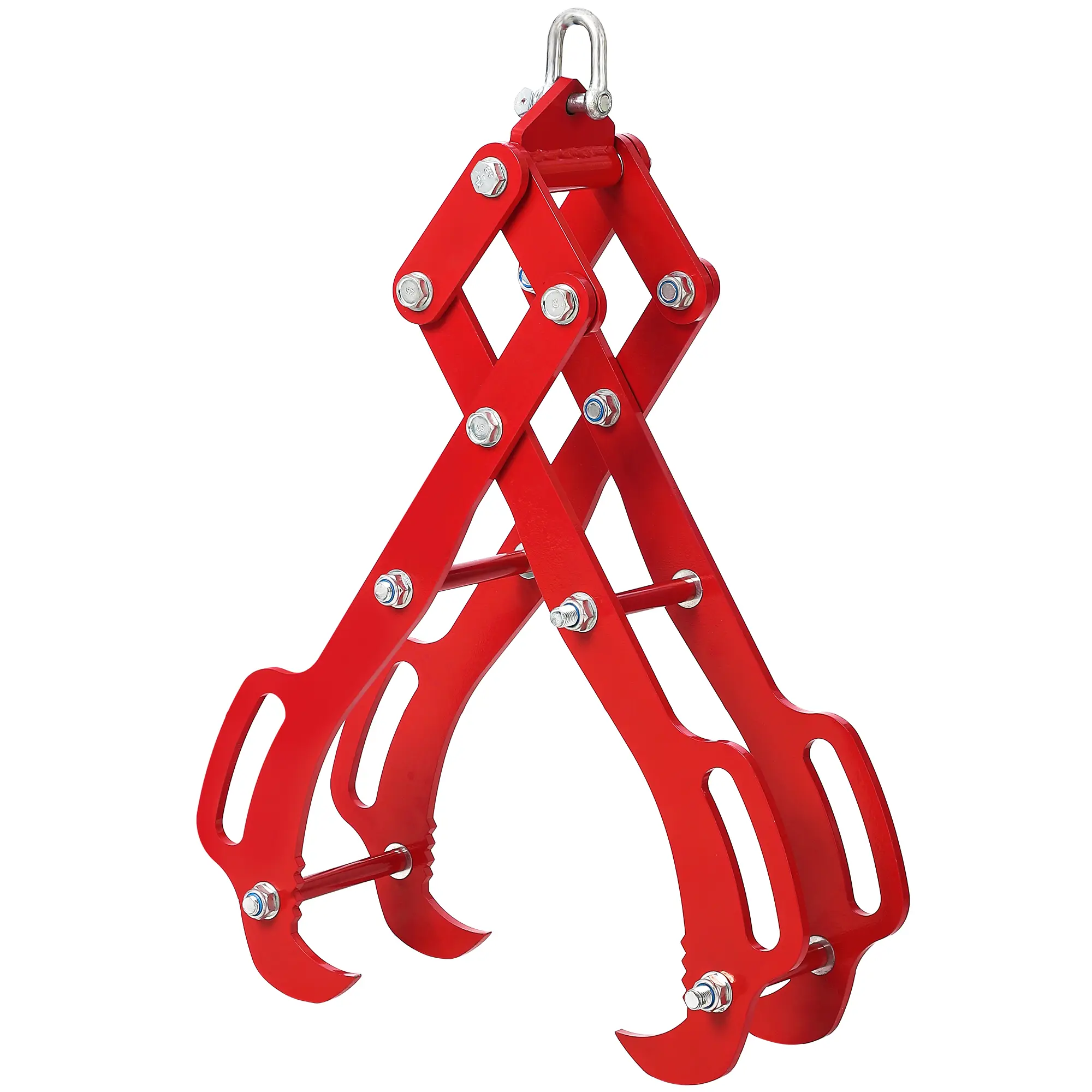 OP-Heavy Duty 28" Log Lifting Tongs - 4-Claw Carbon Steel Grapple with Fixed Ring - 3 Ton, Sharp Wavy Teeth, 360° Swivel for Tractor, Skidder, Wood - Four-claw 28 IN fixed ring