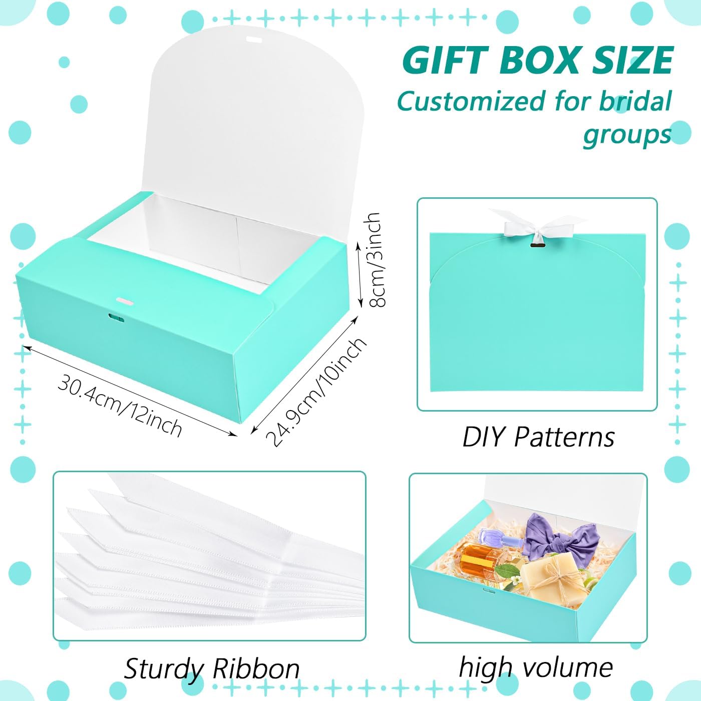 12Pack Blue  Boxes with , 12x9.8x3.1 Inch Groomsmen Proposal Box, Luxury Blue  Box with Ribbon for Wedding, Birthday, Party, Christmas, Bridesmaid, Graduation