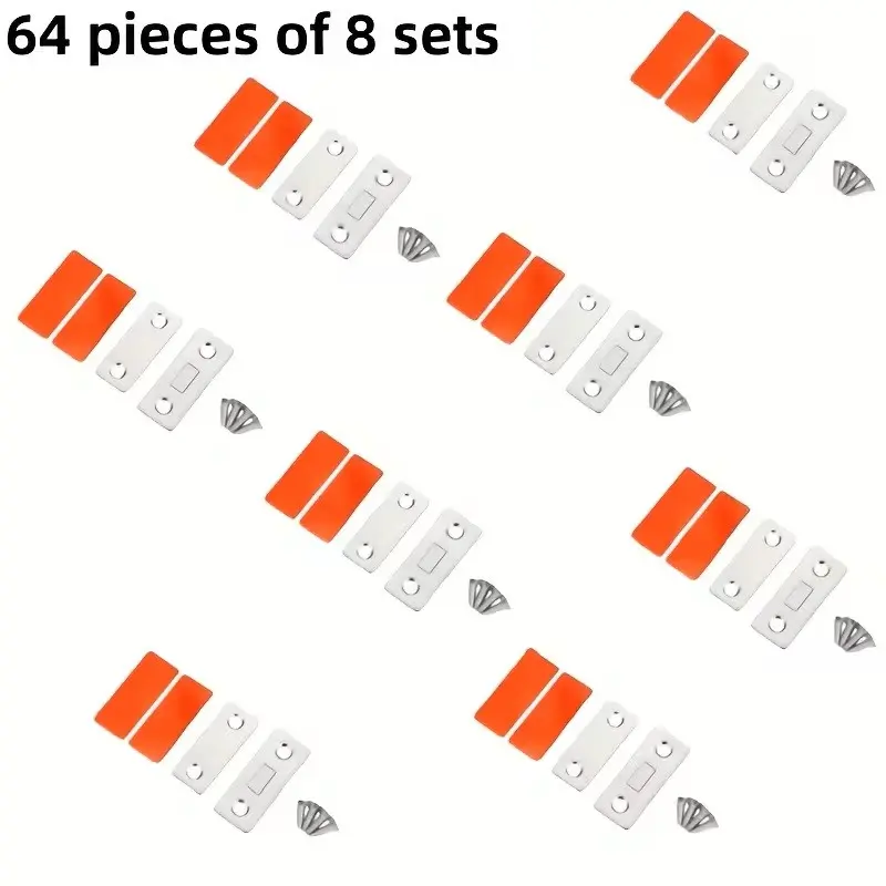 64pcs Ultra-Thin Self-Adhesive Magnetic Cabinet Locks, No Drilling Magnetic Door Latch, Anti-Theft Lock for Wardrobe, Fridge, Cabinets