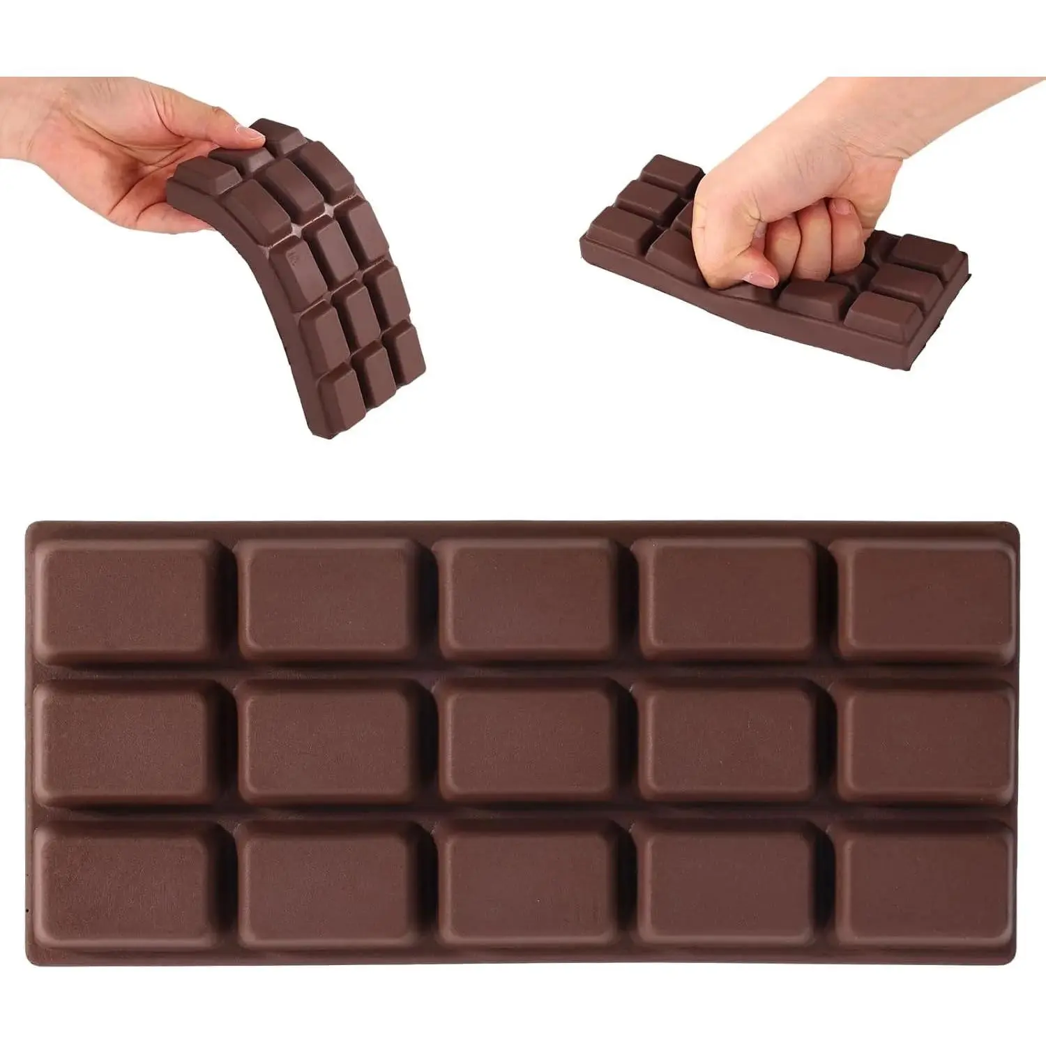 Giant Realistic Slow-Rise Chocolate Bar Squishy, Fake Chocolate Stress Relief Fidget Toy, Soft Rebound Squishies for Desk Focus & Party Favor Gifts, Fidgets