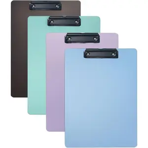 4-Pack Plastic Clipboards Assorted Colors with Low Profile Clip, 12.3 x 8.8 Inch Clip Boards for Students Teachers Doctors Nurses Office Classroom Hospital Daily Use