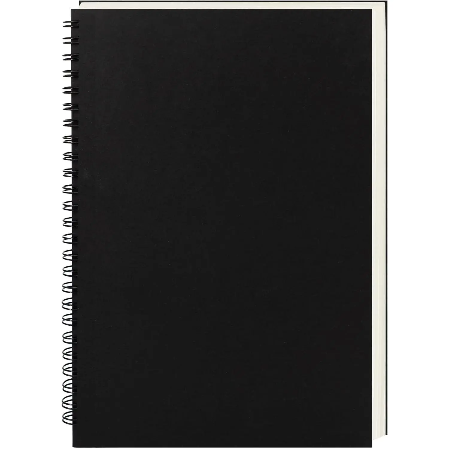 Blank Spiral Notebook - 9 in x 6 in, 100GSM, 1-Pack, Soft Cover, Sketchbook, 160 Sheets/80 Pages, Black, Blank Form Notebooks, Study Stationery