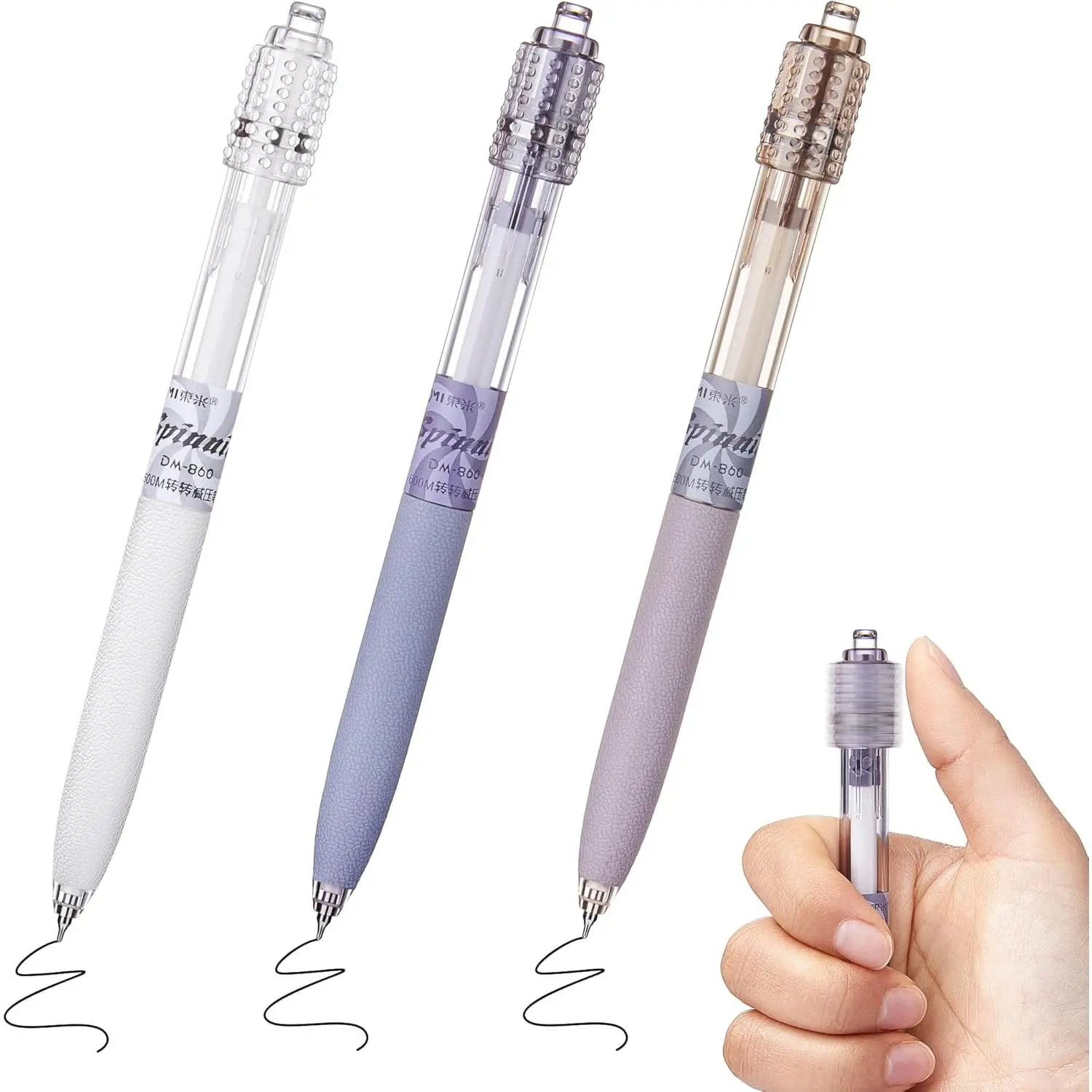 Fidget Spinning Gel Pens 3 count,   0.5mm Black Ink Pens | Quick Dry Fine Point Smooth Writing Ballpoint Pen, for Journaling Note Taking Office School Supplies Morandi