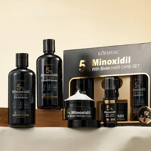KORMESIC 5% Minoxidil for Men, Minoxidil for Women Hair GrowthTreatment, Beard Growth 4Pcs Hair Care Set, Biotin & Castor OilEnriched,Strengthens Weak Roots, Repairs Thinning Hair