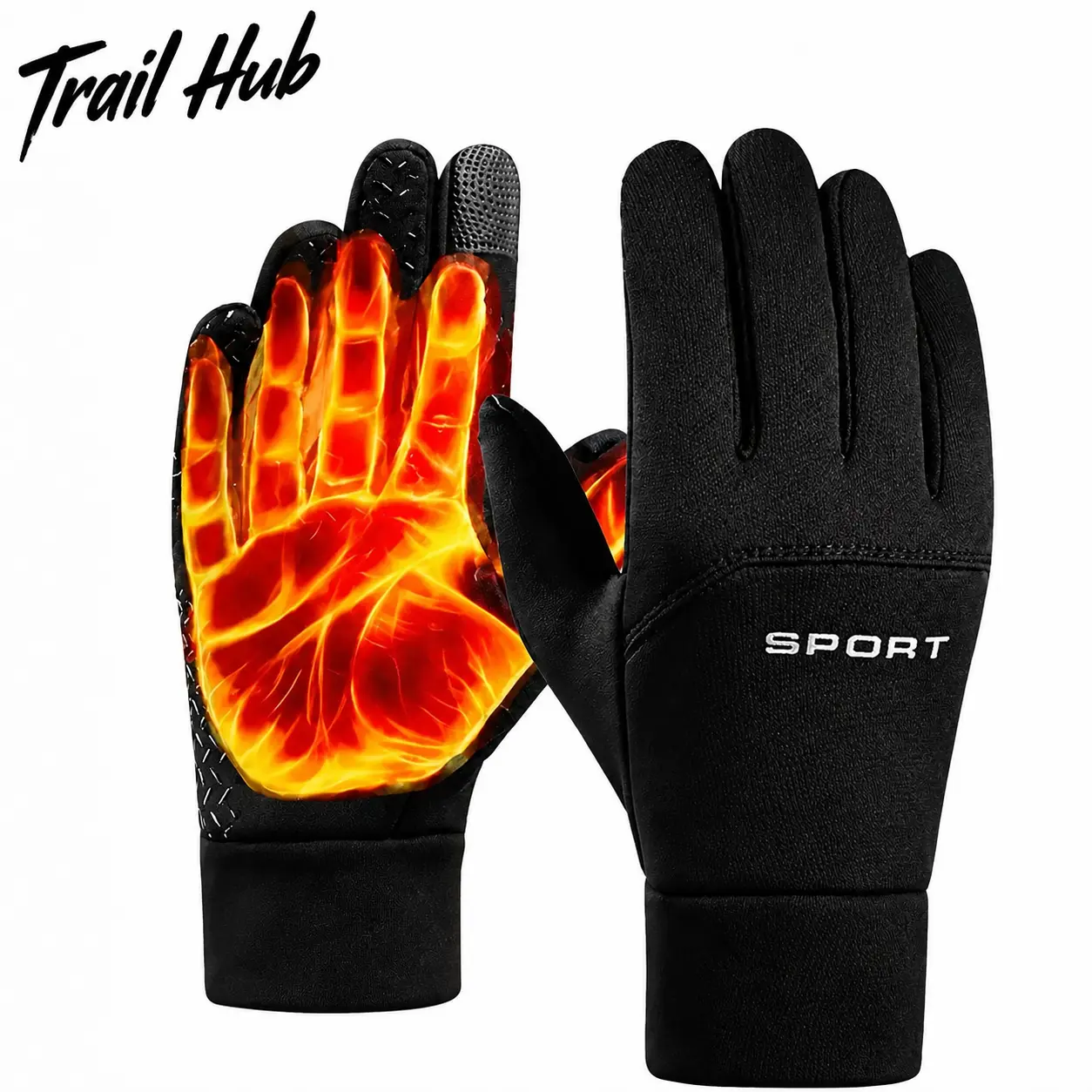 High-Performance All-Weather Outdoor Gloves for Cycling, Running, Hiking & Skiing — Windproof, Waterproof, and Breathable with Touchscreen-Compatible Tips, Anatomical Fit, Secure Adjustable Cuff, and Reinforced Full-Finger Construction in Timeless Navy Bl