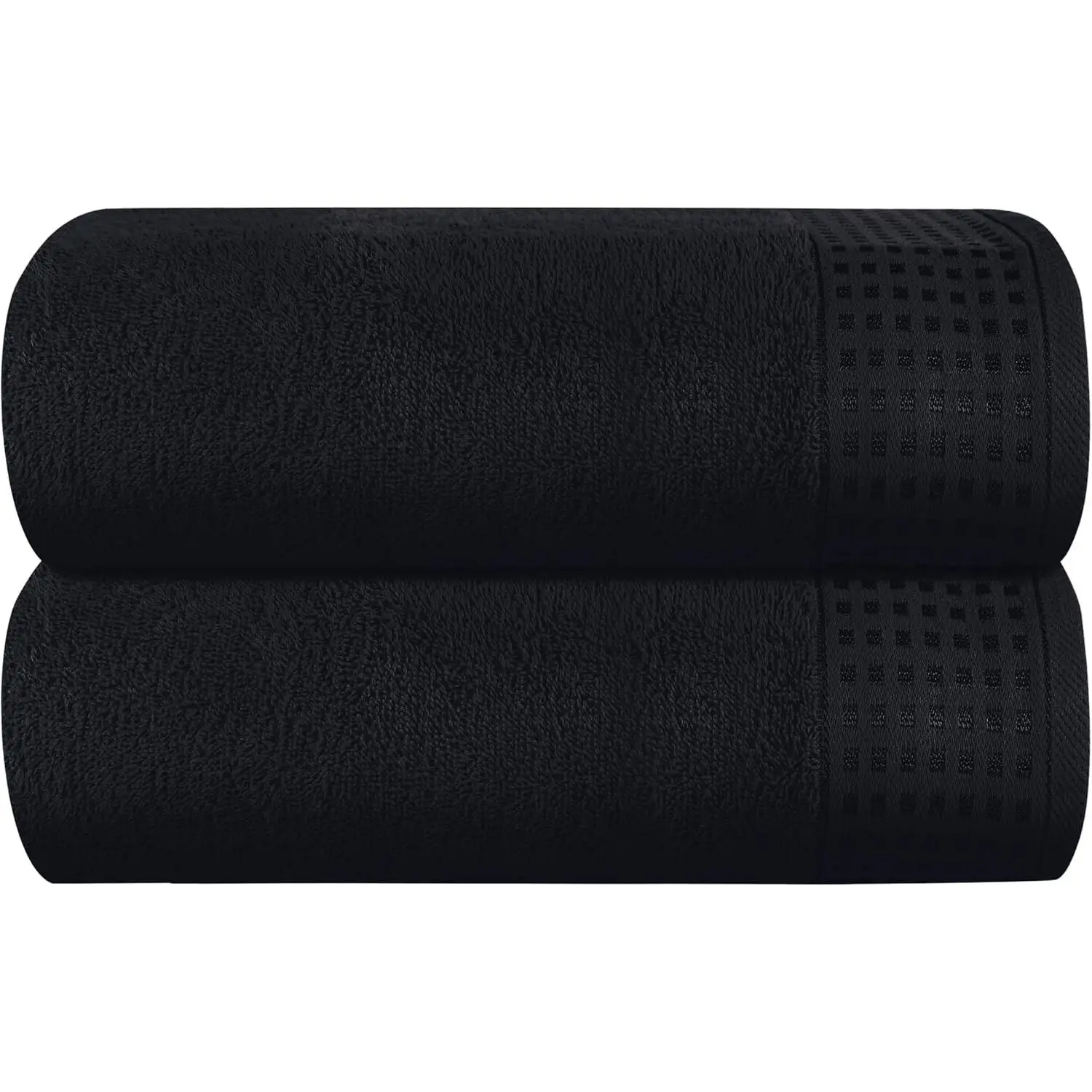 100% Cotton Oversized 2 Pack Bath Sheets 35x70, Ultra Soft Highly Absorbant Compact Quickdry & Lightweight Large Bath Sheet Set, Ideal for Gym Travel Camp Pool - Black