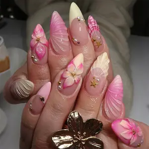 🌺 Instant Vacation Goddess! [#MermaidcoreNails] 3D Shell & Floral Press-ons, Luxury Handmade Set 🌊