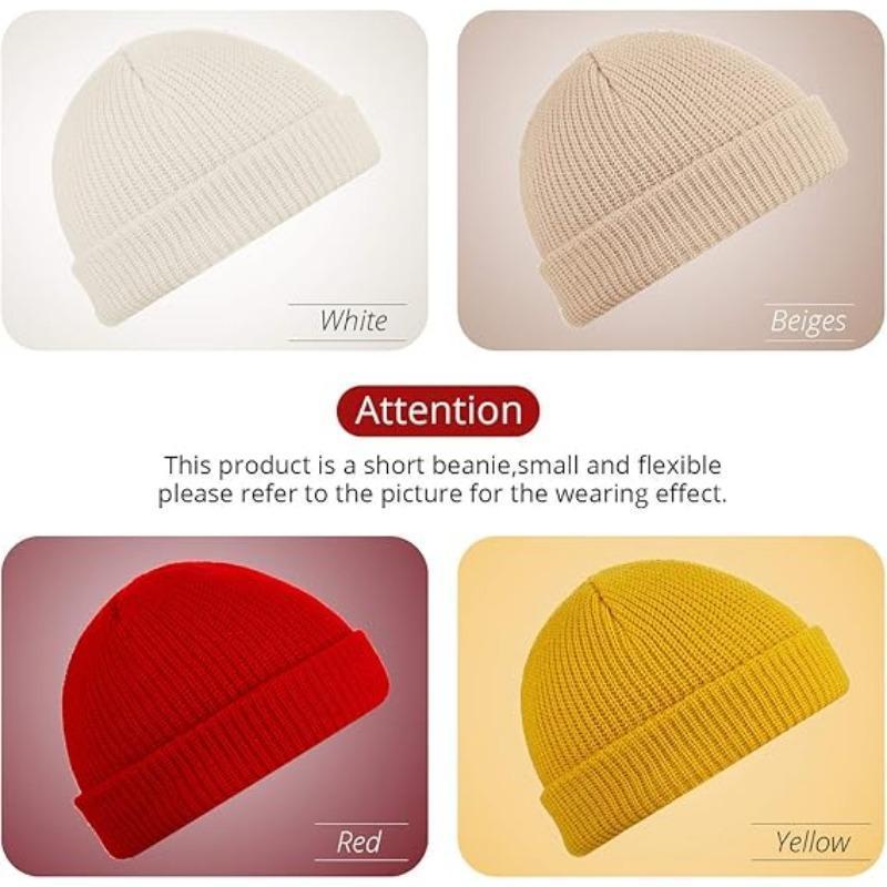 Large Size 2 or 4 Piece Fisherman Beanie for Men Hat Short Knit Cuff Beaniess Trawler Beanie Watch Hat Roll up Edge Skullcap Unisex