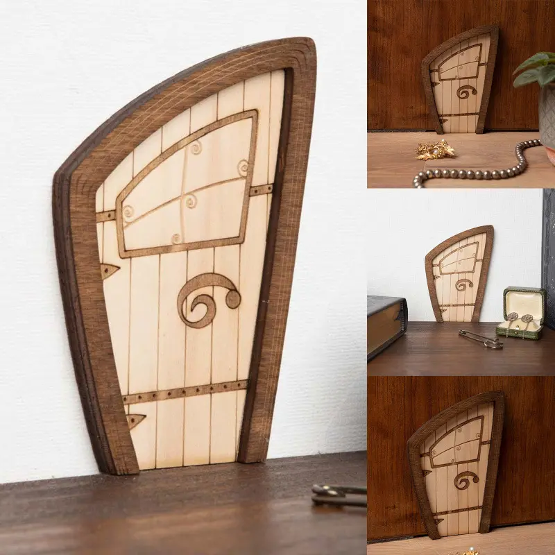 Handcrafted 1cm Solid Wood Fairy Door - Retro Rustic Garden Decorative Gate, Mini Matte Texture Outdoor Ornament for DIY Projects, DIY Enthusiasts