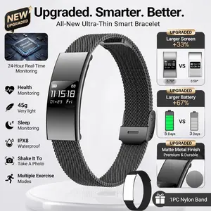 Ultra-Thin Smart Bracelet, Smart Watch for Men Women, 3.5mm Fitness Tracker Watch with Heart Rate, Sleep Tracking, IPX8 Waterproof, No Monthly Fee, Lightweight Activity Tracker for Women Men