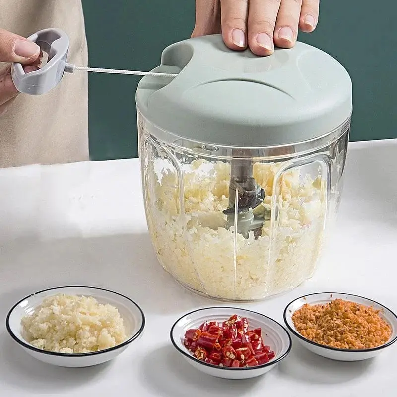 Compact Manual Meat Mincer & Handheld Tool - 500/900ML Plastic Body Manual Press, Garlic Mincing, Vegetable Onion Cutter, Kitchen Cooking Accessory