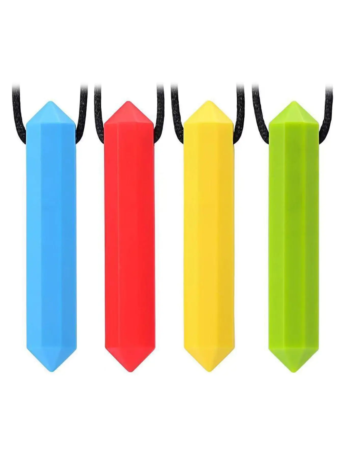 Crayon Sensory Necklace 2 Set – Best for Autism, Biting and Teething Kids – Perfectly Textured Silicone Chewy Toy - Chewing Pendant for Boys & Girls, Chew Necklaces