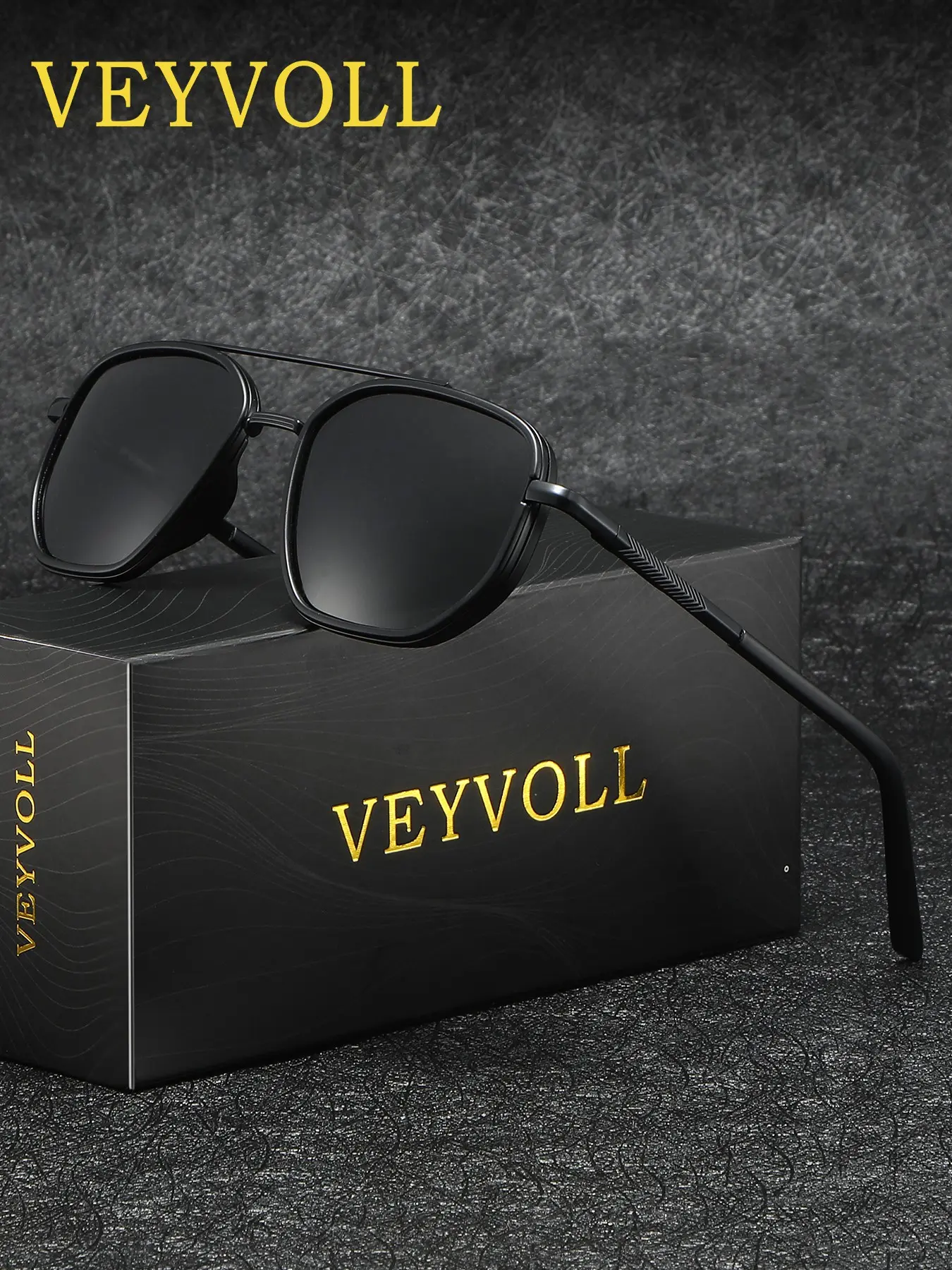 VEYVOLL Square Business Style Polarized Sunglasses, Daily Commuting, Uv Protection, Driving, Fishing, Wind And Dust Prevention