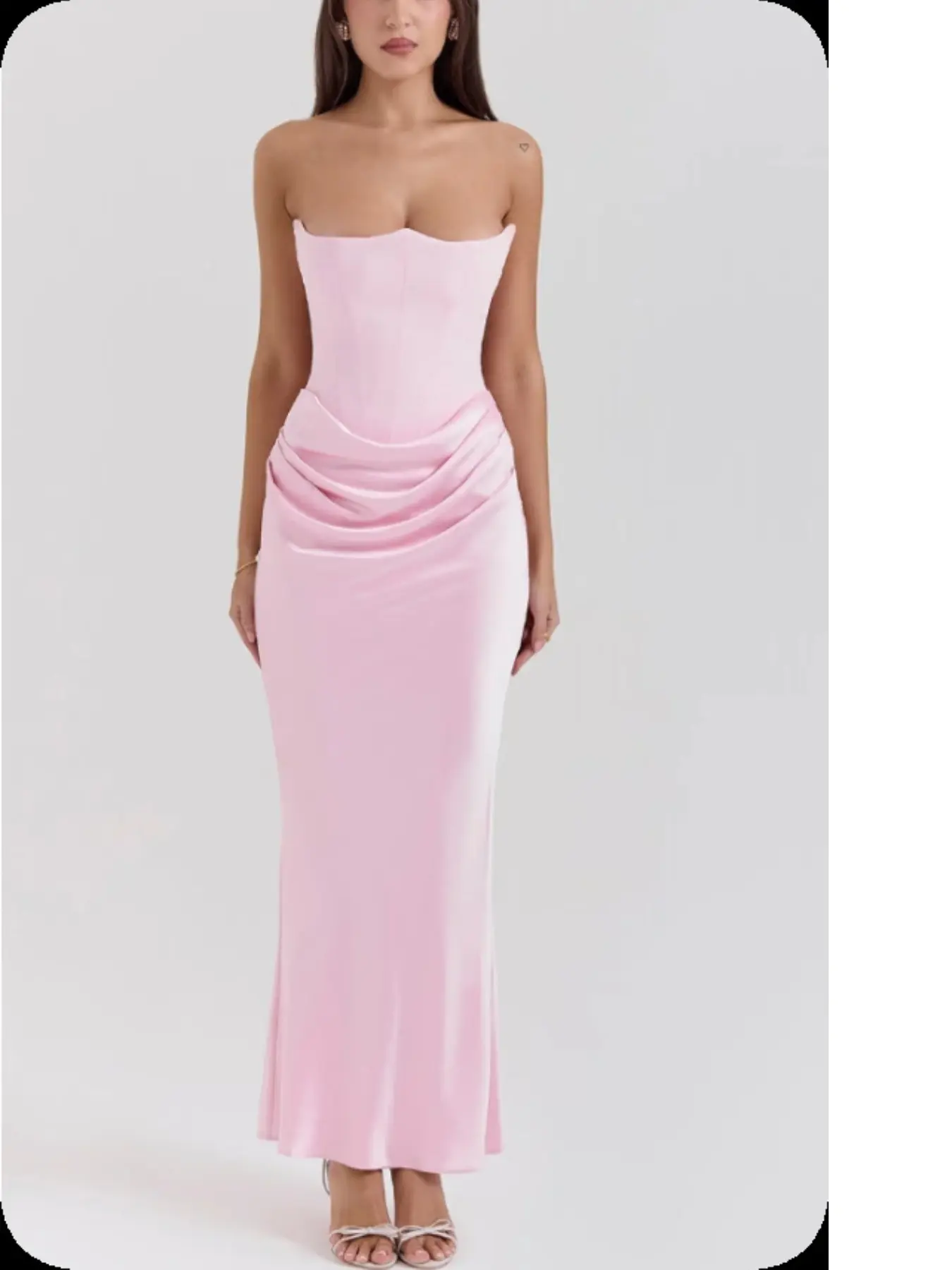 Autumn and winter new women's fashion strapless sexy backless slim evening dress dress